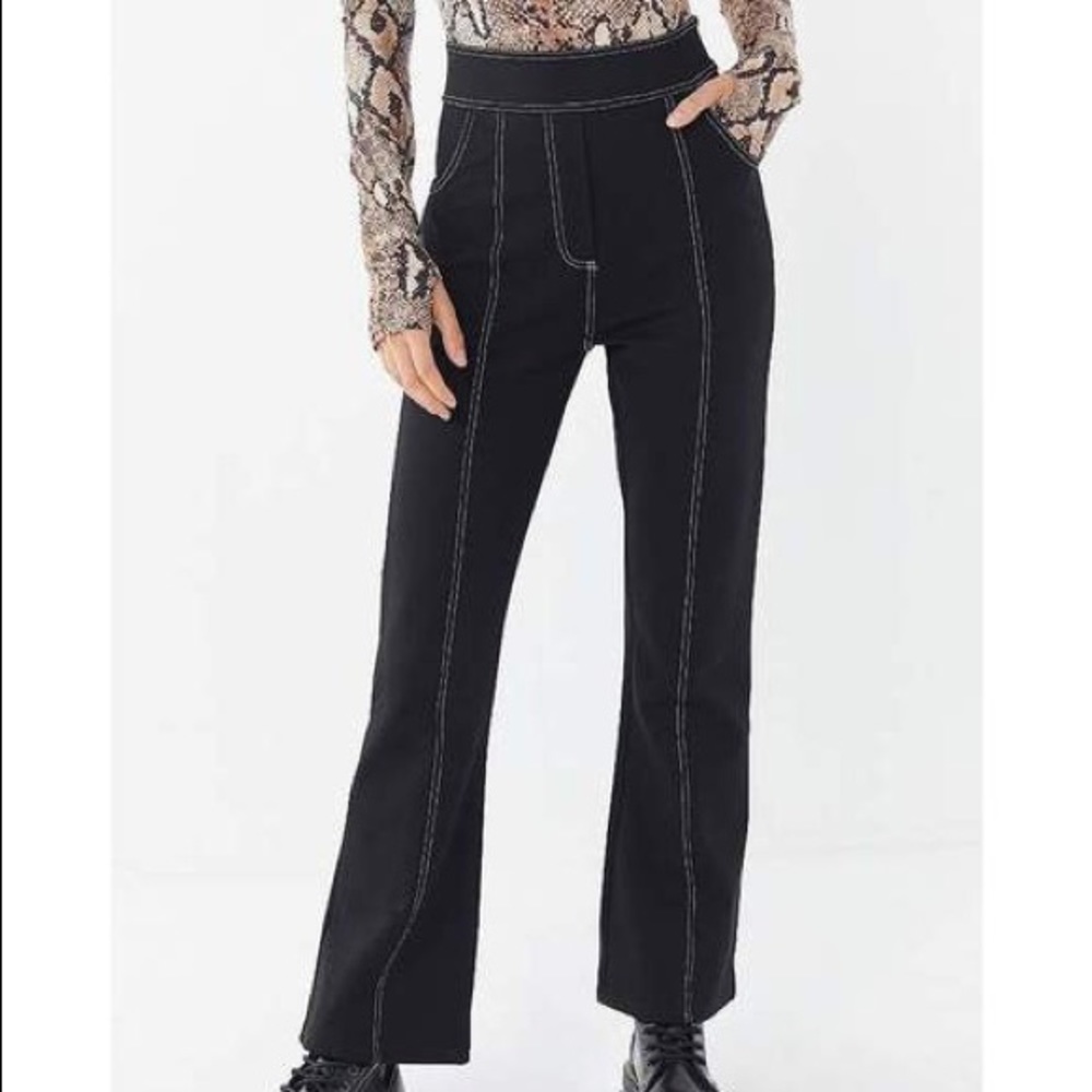 Urban Outfitters Black and White Izzy Contrast Stitch Kick Flare Pants